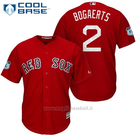 Maglia Baseball Uomo Boston Red Sox 2 Xander Bogaerts Rosso 2017 Allenamento Primaverile Cool Base Giocatore